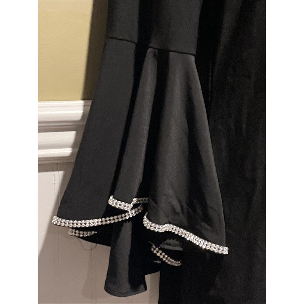 Chaus Black Crystal Embellished Blouse 3/4 Bell Sleeve Top M - Picture 3 of 7